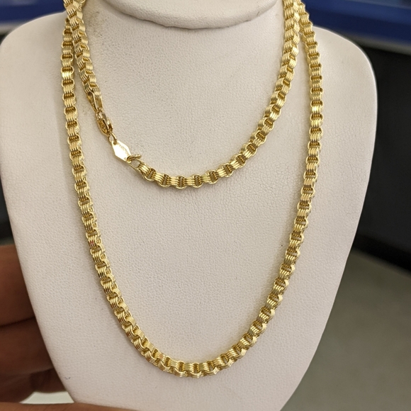 10kt Real Gold Byzantine Box Style Chain 3.3 MM 22 Inches - Picture 3 of 10